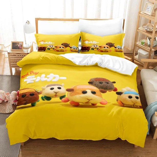 v2388 Bed Sheets Kawaii Cartoon Animal Pui Pui Molcar Bedding Set Single Twin Full Queen King Size Bed Set Adult Kid Bedroom Duvet cover Sets 3-Piece Bedding Set (1 Duvet Cover + 2 Pillow Shams) Bed S