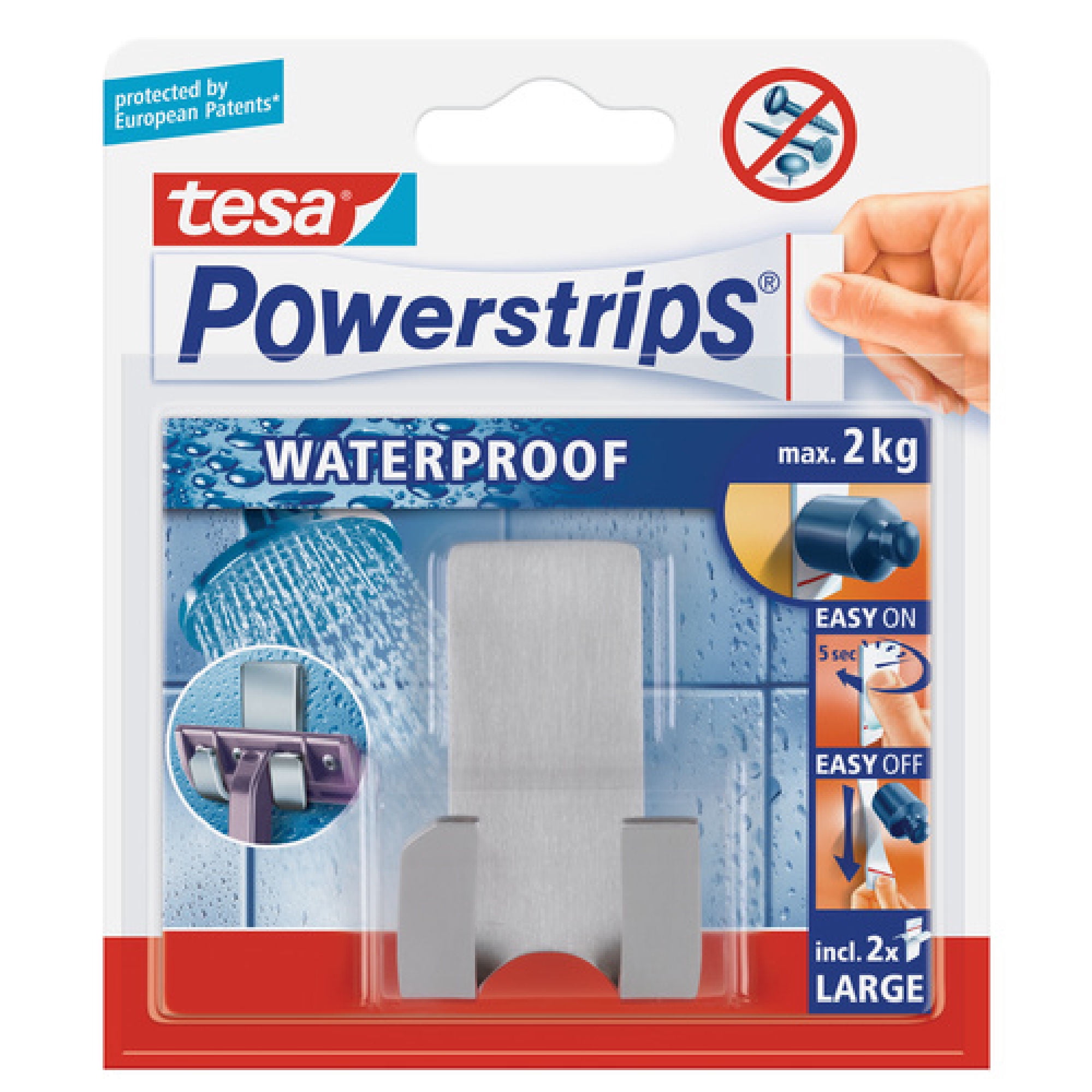 Gancho Powerstrips Waterproof Razor Holder Metal Tesa