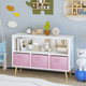 thumbnail image 1 of Kids bookcase with Collapsible Fabric Drawers, Children's Book Display, Toy Storage Cabinet Organizer, White/Pink, 1 of 3