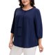 thumbnail image 2 of Agnes Orinda Blusa de Chifón con Volantes y Cuello Redondo para Mujer de Talla Grande para Escuela, Universidad, Trabajo y Oficina L Azul Marino, 2 of 5