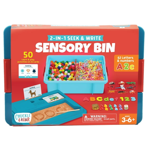 Papelera Sensory Bin Chuckle & Roar Tactile Learning para niños pequeños con almacenamiento