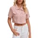 thumbnail image 4 of INSPIRE CHIC Chaqueta de Jean Recortada de Manga Corta con Botones y Desgastada para Mujer de Regreso a Clases Rosa XL, 4 of 6
