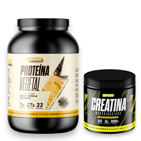 Gohard - Proteína Vegetal Vainilla Pack Creatina Monohidratada 60 Sv