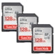 thumbnail image 1 of Tarjeta de memoria Sandisk Ultra 128GB SDXC UHS-I Class 10 (paquete de 3), 1 of 2