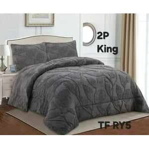 Aladdins Shop - Cobertor De Invierno Texturizado Con Chiporro King Hojas Gris Osc