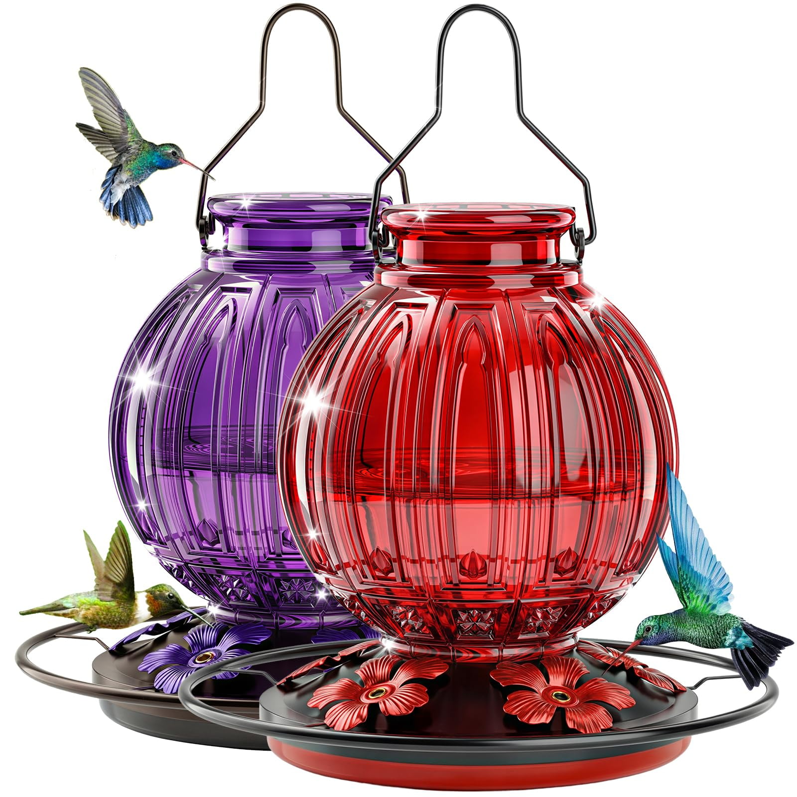 Alimentador de colibrí Grete Gotye pack de 2 740 ml Rojo y Púrpura