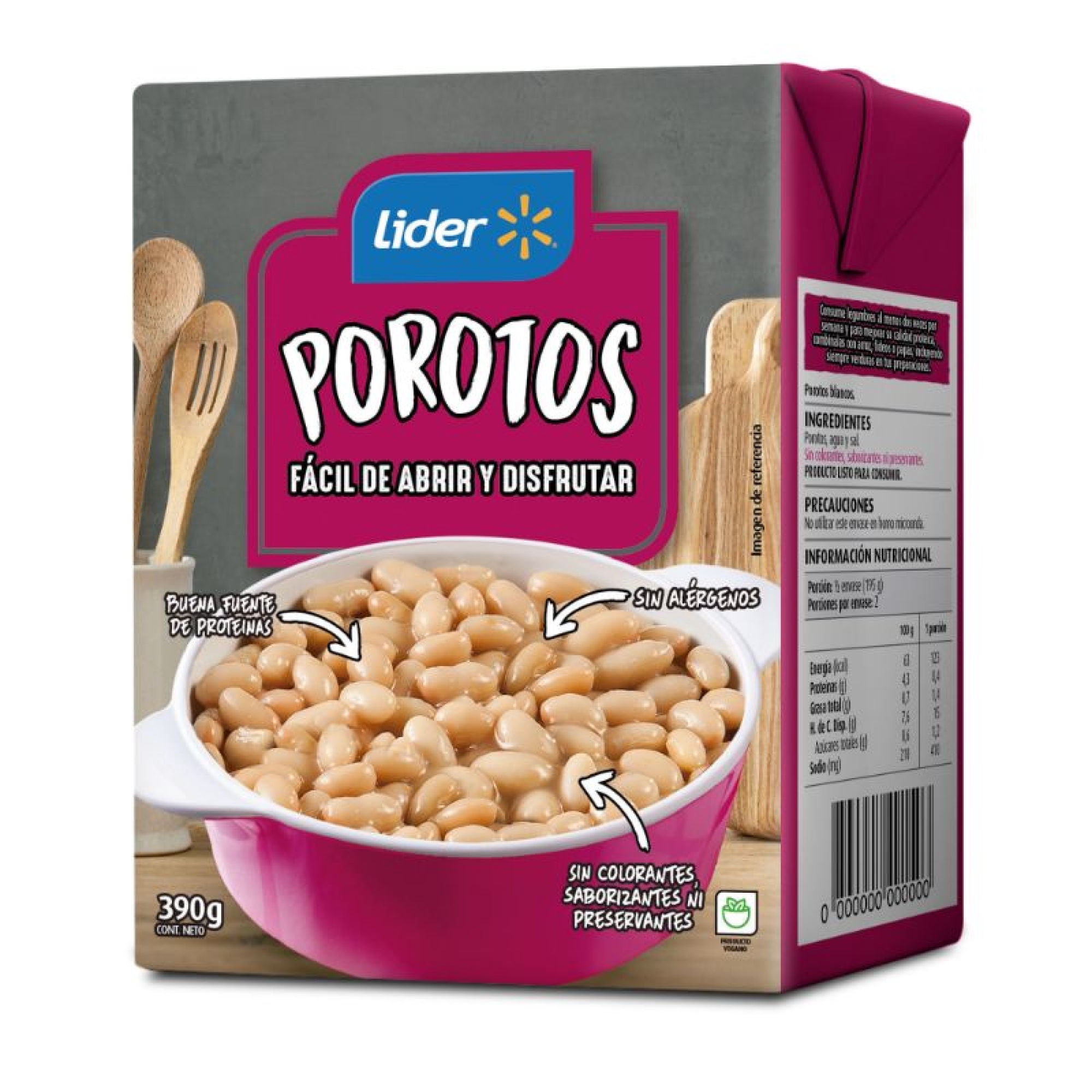 Porotos Drenado 230 g - Neto 390 g Lider