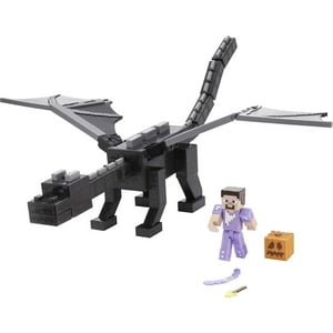 Figura De Acción Mattel Minecraft Ultimate Ender Dragón Con Steve 20 Pulgadas Mattel