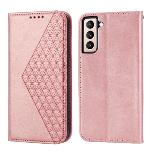 Funda Flip FOXDOCK para Samsung Galaxy S21 , Estilo Billetera con Diseño Rombo, Correa de Mano y Soporte, Uso Diario