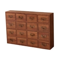 Ioensy - Caja De Almacenamiento Con Cajones De Madera, Organizador De Escritorio De Madera Retro Para Cocina, Tocador, Hogar, 50 X 10 X 35 Cm, 16 Cajones