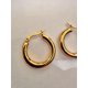 thumbnail image 1 of Aros Magnolia Elegantes Pendientes Redondos de Acero Inoxidable, 1 of 3