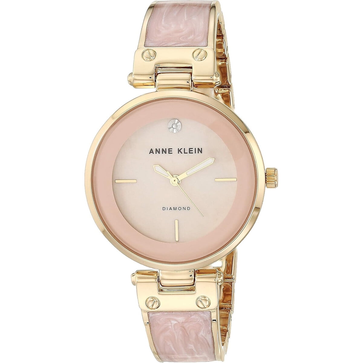 Reloj Anne Klein Ak2512lpgb Diamante Esfera Rosa 34mm Dorado