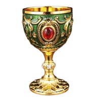 Magideal - Cáliz Vintage, Copa Medieval, Decoración, Novedad, Suministros Para Fiestas, Artesanía De Boda, Copa De Vino De Metal, Vaso Para Beber Con Patrón De F Verde