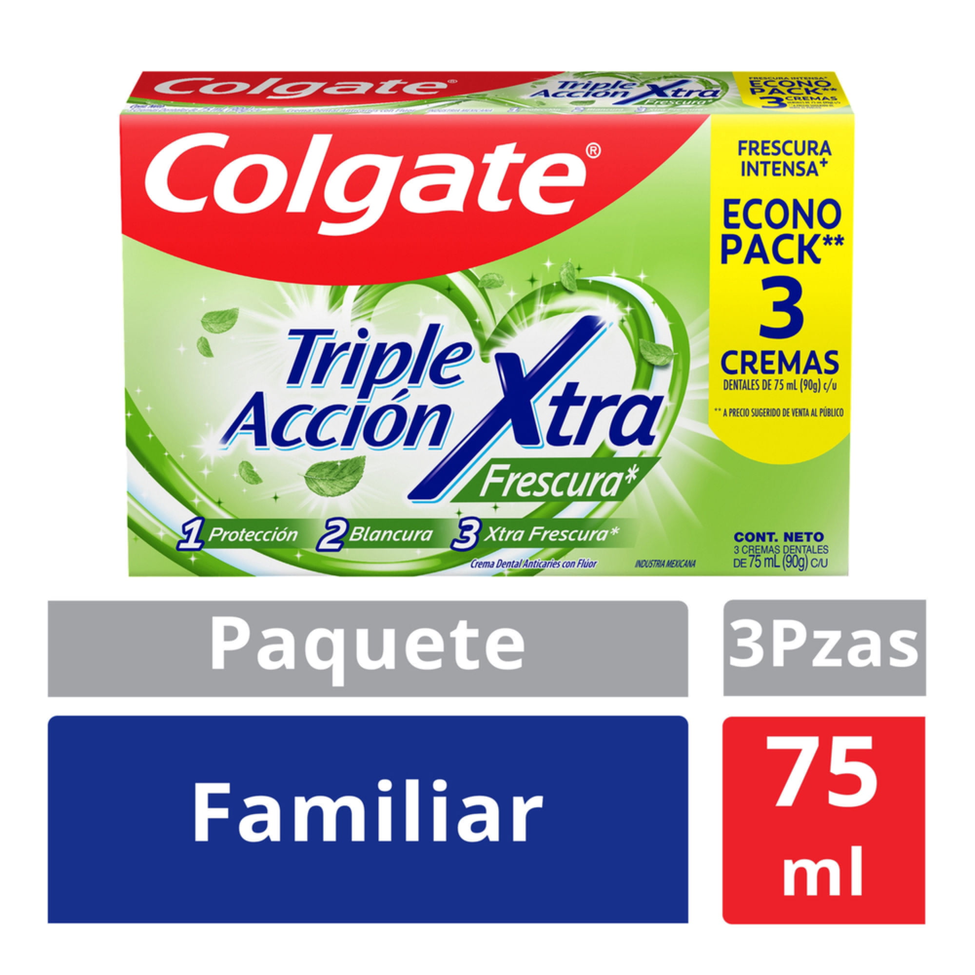 Crema Dental Anticaries Con Flúor Pasta Dental Colgate Triple Acción Extra Frescura