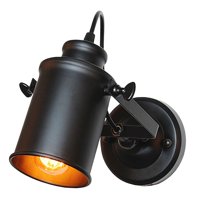 Magideal - Aplique De Pared Industrial Negro Retro Downlight Montaje En Pared Lámpara De Pared Para Porche Baño Sala De Estar Granero (Bombilla No Incluida) , Sin Interruptor
