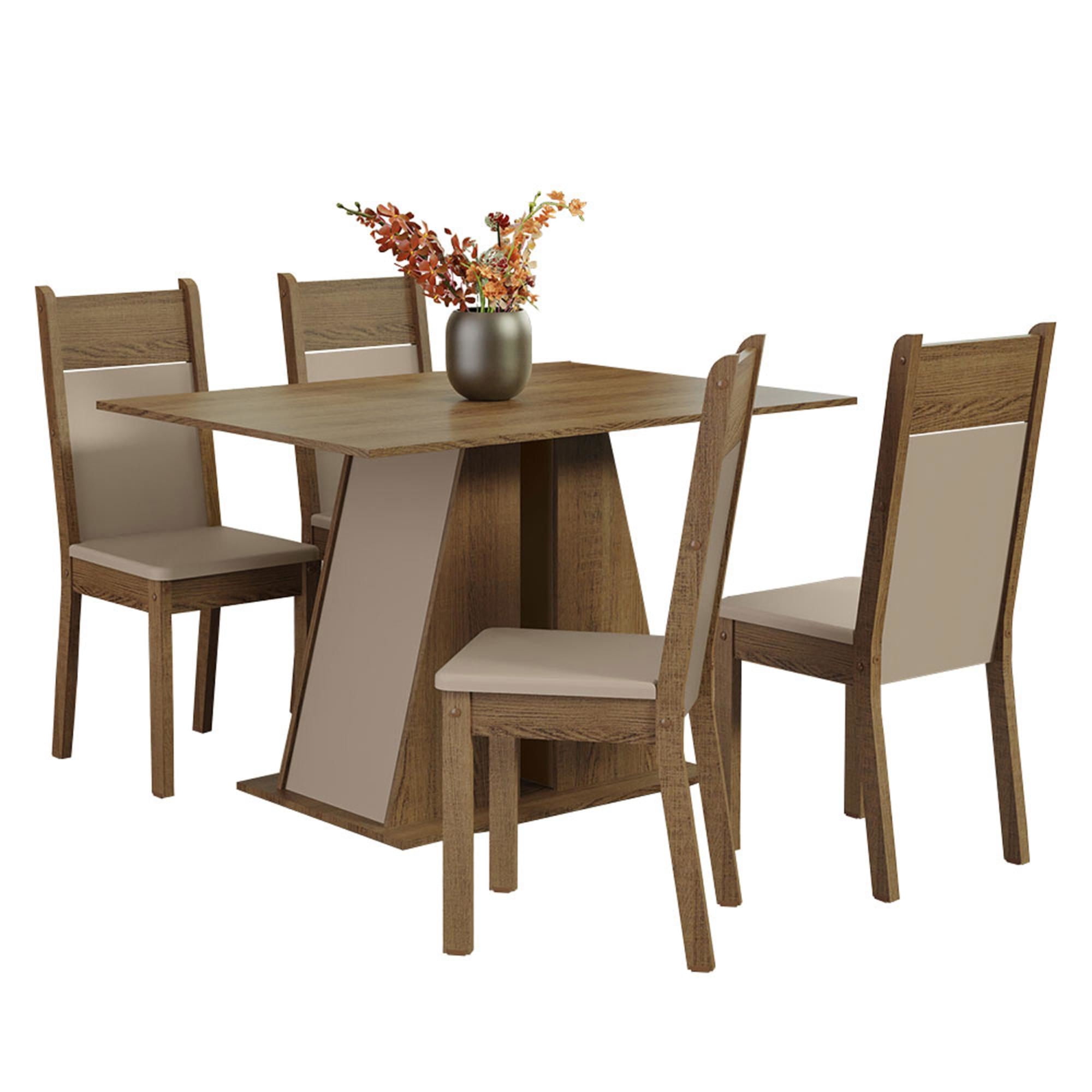 Vekka Home - Juego Comedor Angela Morel 4 Sillas Café