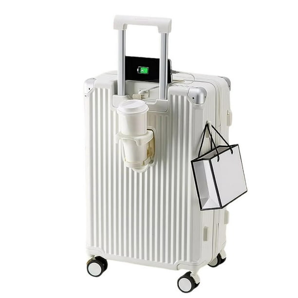 Maleta Tapa Dura Moderna 57x35x23 cm Porta Vaso USB Blanca | Lider