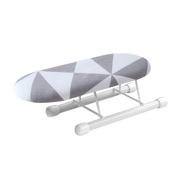 Tabla de planchar portátil para mesa, patas plegables, cubierta extraíble, puños de planchado, escote para el hogar, apartamentos, viajes , Blanco y gris Pequeña