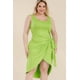 thumbnail image 1 of Saronite Vestido Midi Básico Cruzado sin Mangas con Lazo Frontal, Color Lima (Talla Grande para Mujer), 1 of 5