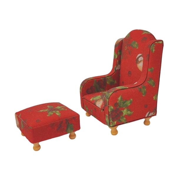 Conjunto De Muebles En Miniatura Para Casa De Muñecas, Mini Sofá Otomano, Accesorios Vintage Para Fotografía, Escala 1:12, Rojo