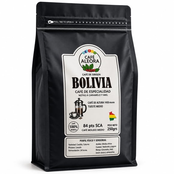 CAFÉ DE ESPECIALIDAD BOLIVIA MOLIDO 250 G | 100% ARÁBICA | 84 PUNTOS SCA