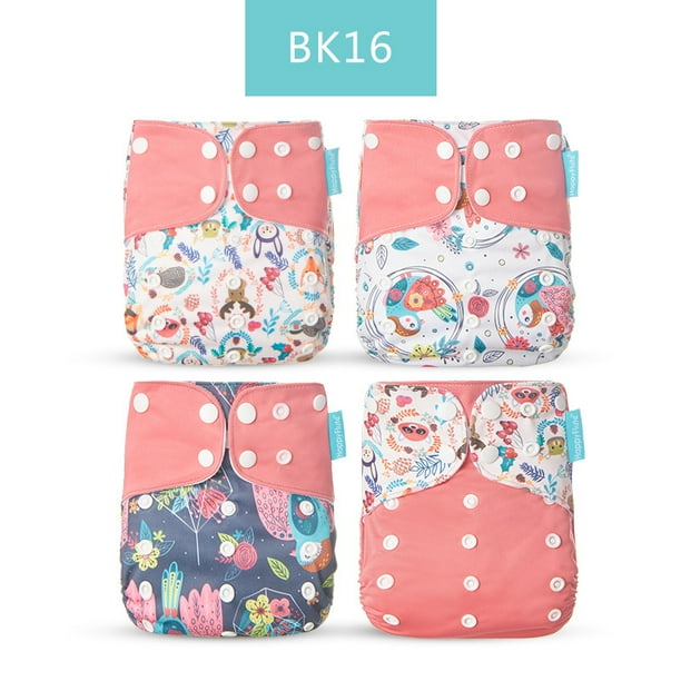 Happyflute 4pcs/set Washable Eco-friendly Baby Cloth Diaper,Ecological Adjustable Nappy Reusable Diaper Fit 0-2 Year 3-15kg/6.6lb-33.1lb
