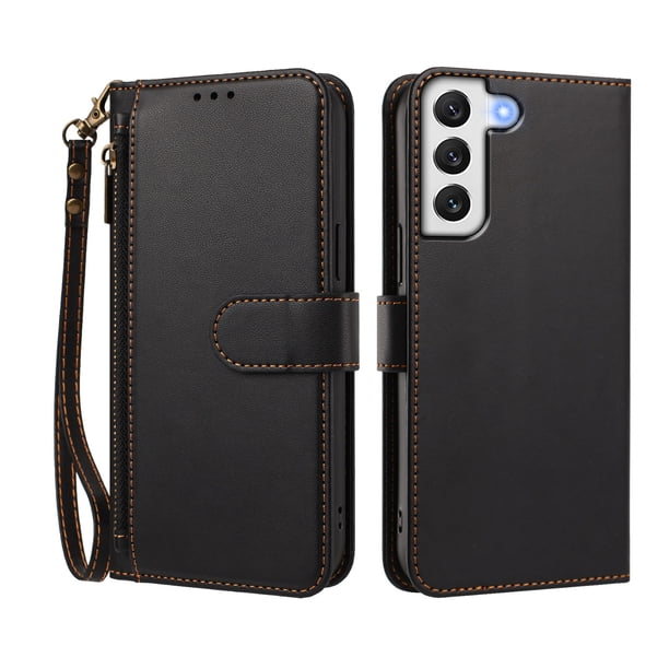 Funda Tipo Billetera para samsung galaxy S22 5G con Soporte y Bolsillo con Cierre Negro