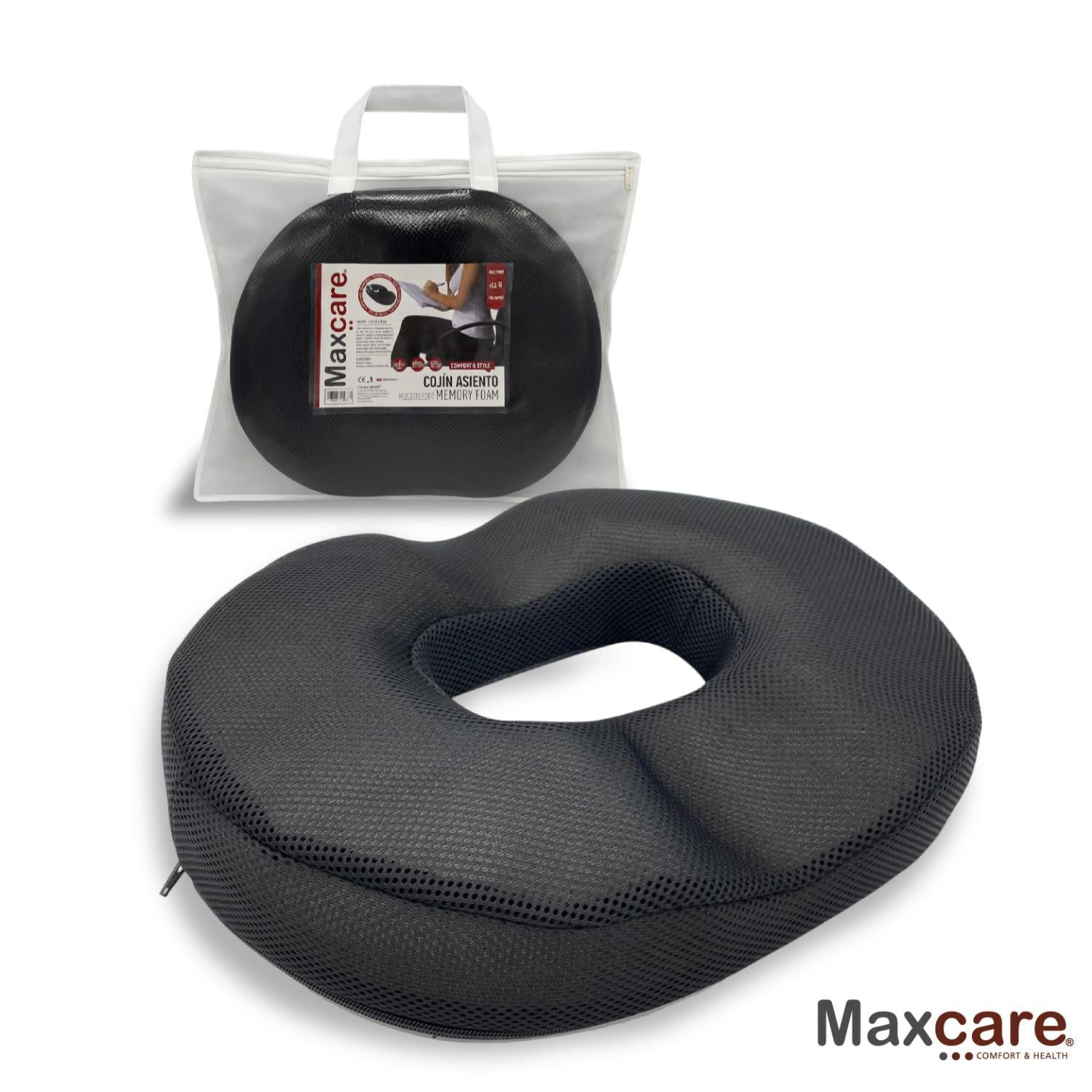 Maxcare - Cojín Picaron Ortopédico Asiento Viscoelástico 44x35x7 Negro