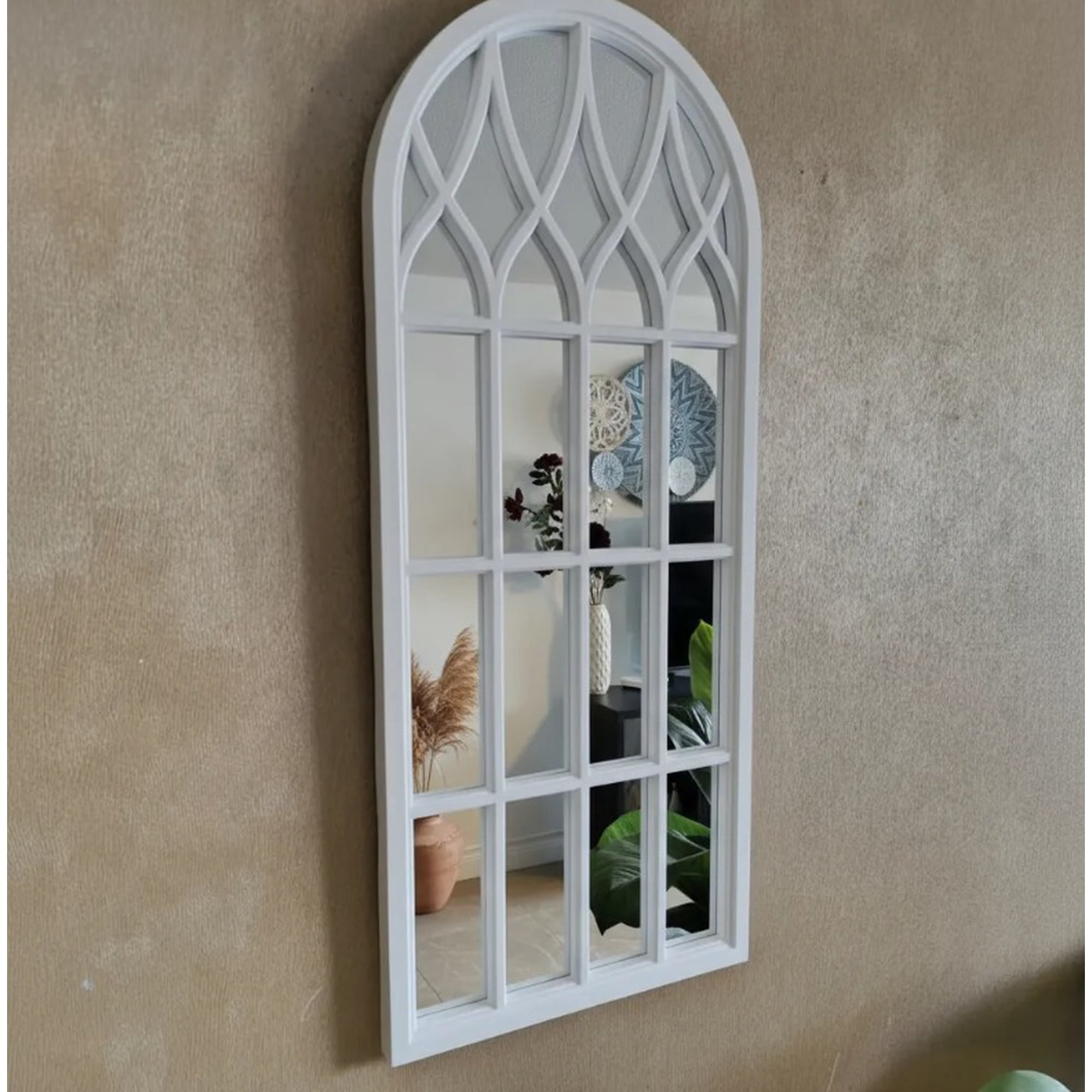 Genérico - Espejo Forma Ventana Blanco 76x33x3 Cm Decorativo