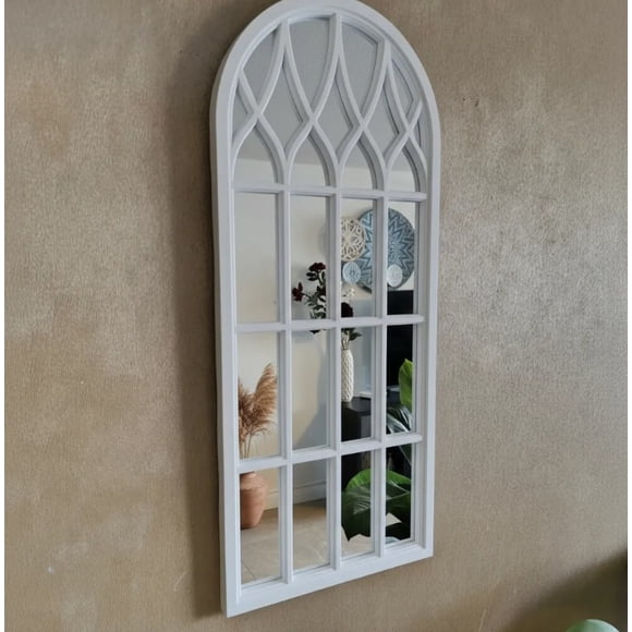 Espejo Forma Ventana Blanco 76x33x3 Cm Decorativo