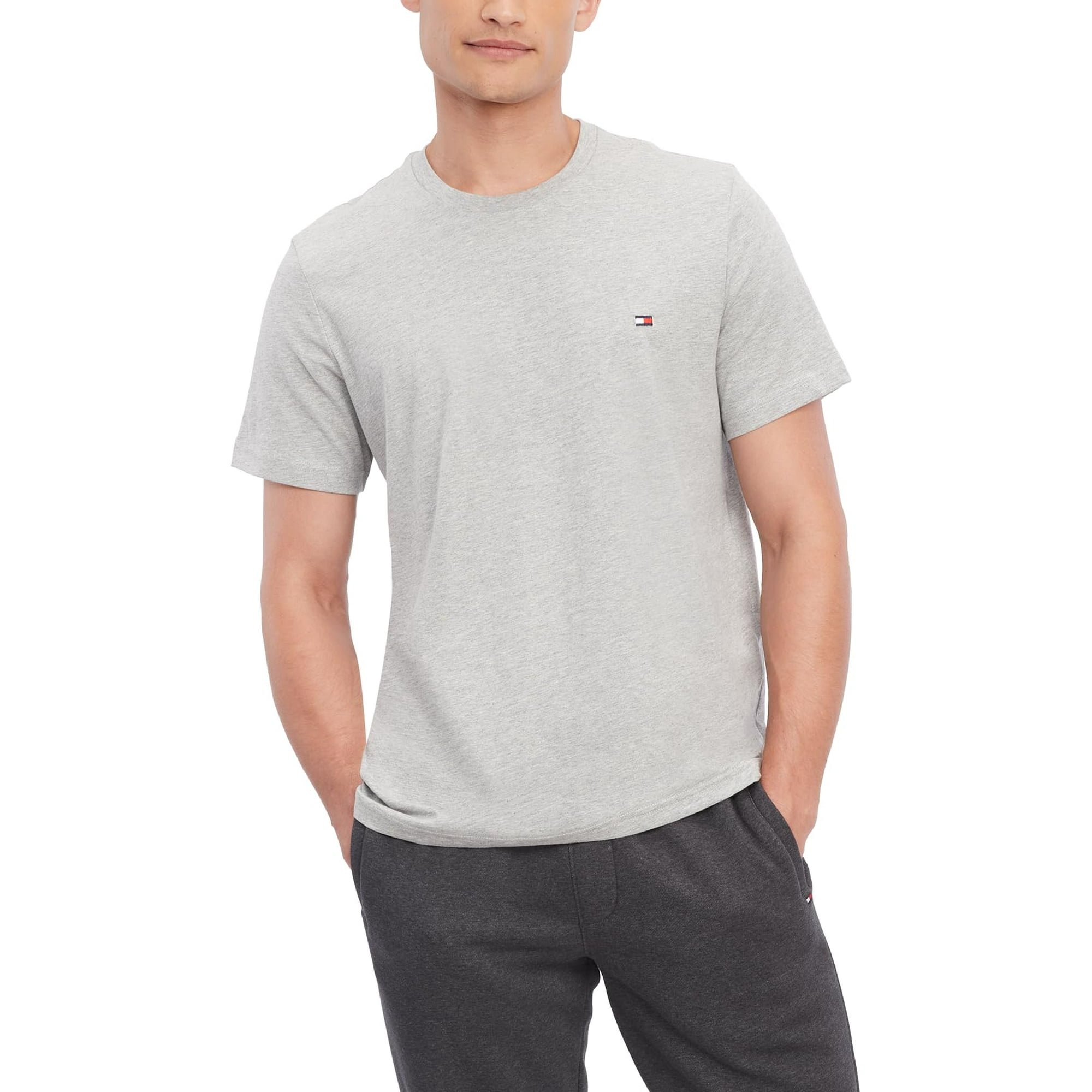 Camiseta De Pijama Con Cuello Redondo Con La Bandera De Tommy Hilfiger Para Hombre, Color Gris