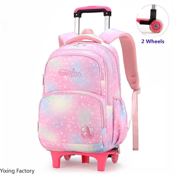 Children School Backpack Set with Wheels Students Bags for Girls Trolley Bag Cute Schoolbag Rolling Wheeled Backpack Child Girl