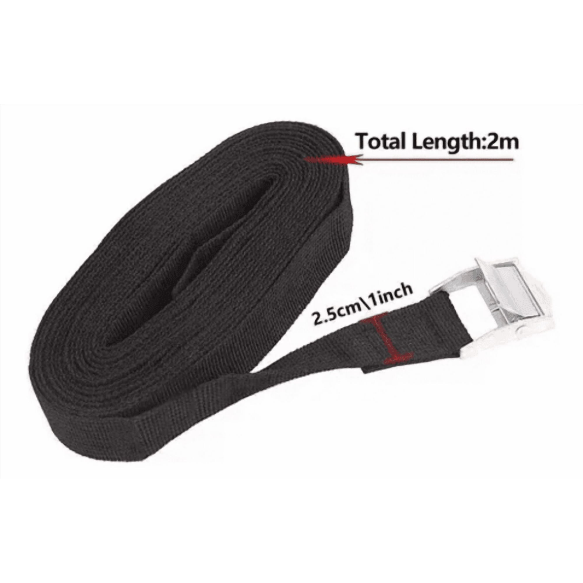 Genérico - 10×cincho Correa Amarre Trinquete Hebilla Cinta Auto Moto 2m Negro