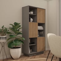 Masisa - Estante Petrohue Gris Grafito Puertas Nogal Biloba