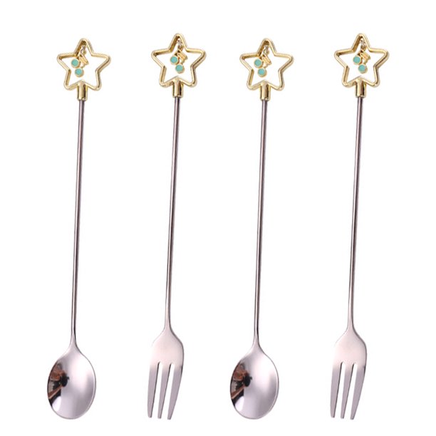 Juego de cubiertos de acero inoxidable, cucharas, utensilios de cocina, juego de cubiertos de metal, 4 piezas
