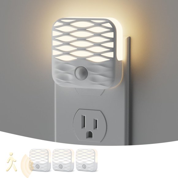 Sensor de movimiento enchufable Night Light Dawnrise de 3000 K, paquete de 3