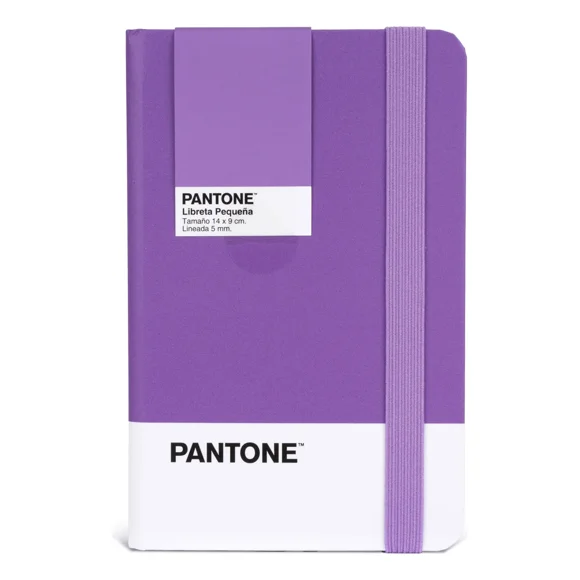 Libreta Pantone Chica Con Elástico Vertical Lineada Morado