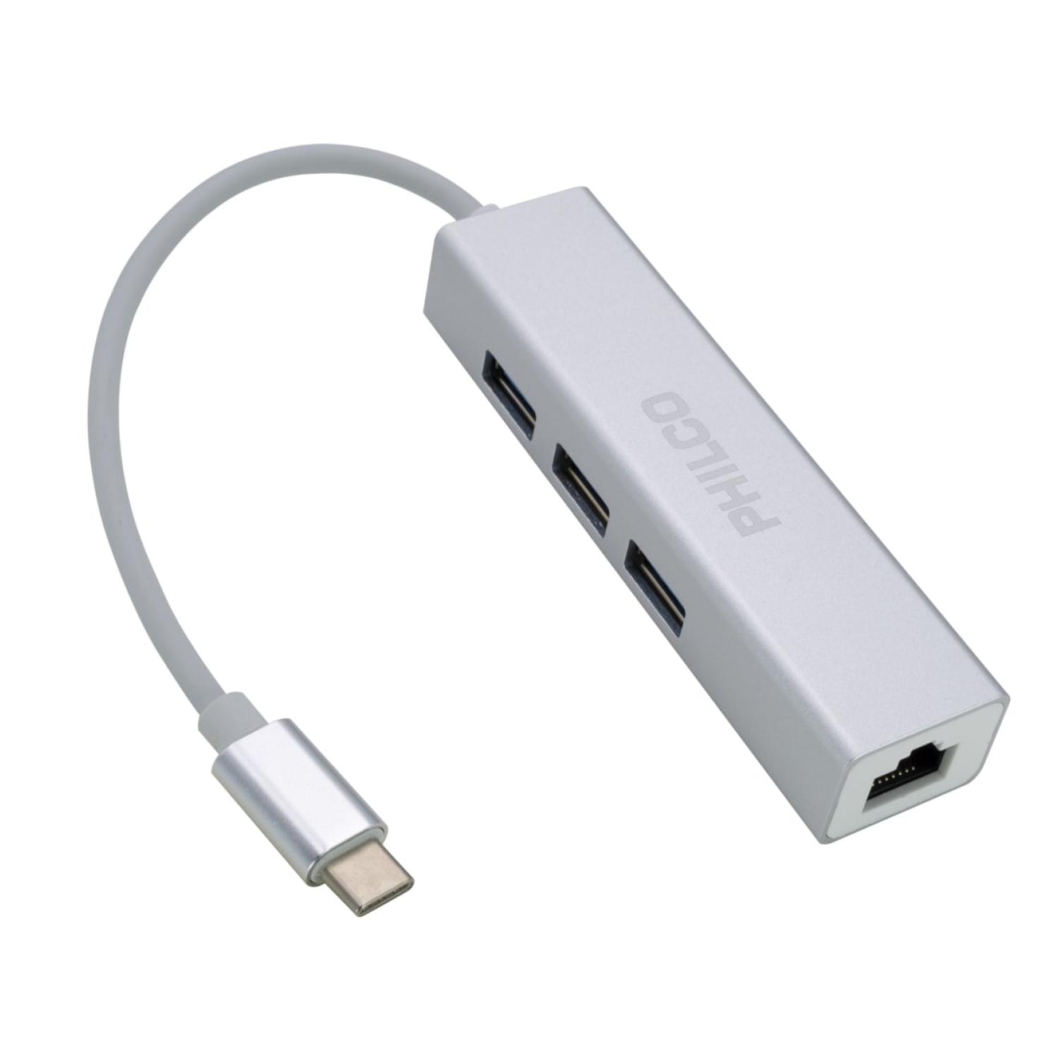 Philco - Adaptador Hub Usb C A Usb Y Rj45 Otg B42180