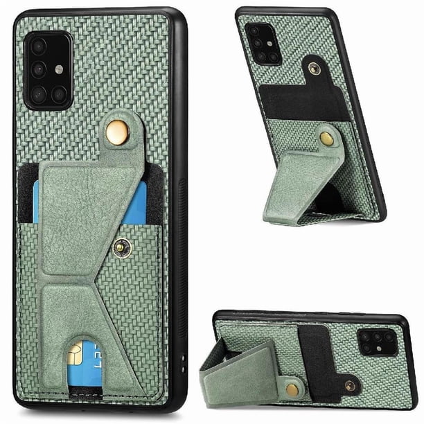 Funda Resistente para Samsung Galaxy A51 5G con Tarjetero y Soporte, Diseño Magnético Verde
