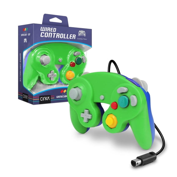 Control con cable Cirka para Wii y GameCube verde y azul