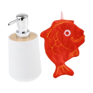 Magideal - Dispensador De Jabón, Dispensador De Loción Con Bomba Con Toalla, Soporte Moderno Para Loción Y Jabón, Dispensador De Líquido De 330Ml Para Loción De Pescado Rojo Blanco