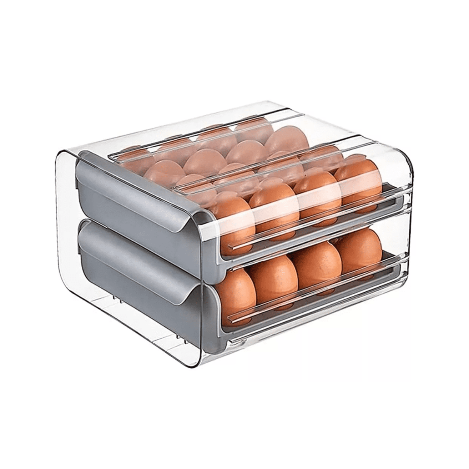 Importclick - Organizador Portahuevos 2 Niveles 32 Huevos 26x23 Cm Gris