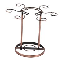 Magideal - Soporte Para Copas De Vino Encimera Estante Para Copas De Vidrio Con 6 Ganchos Colgador Independiente Organizador De Tazas Colgantes De Hierro Para Bronce