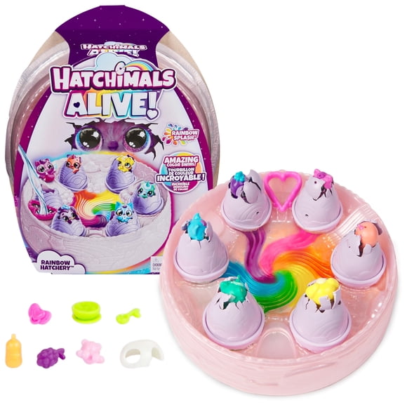 Juguete Hatchimals Rainbow Hatchery con 6 minifiguras y accesorios