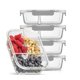 thumbnail image 1 of Juego de 5 contenedores de alimentos de vidrio JoyJolt con 3 compartimentos, 1 of 8