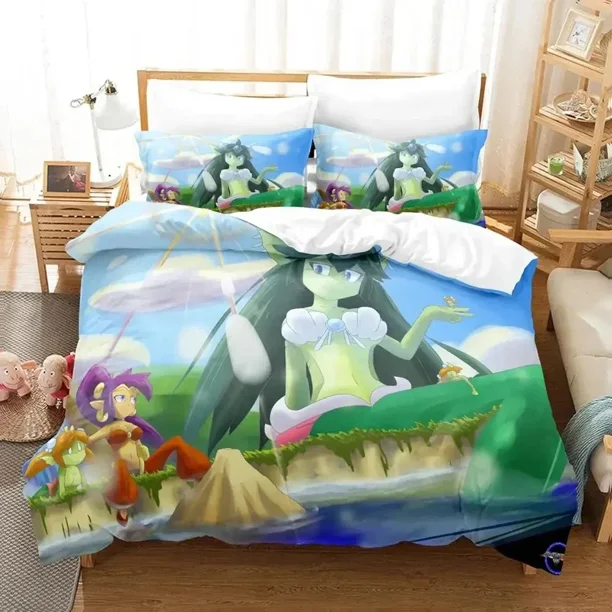 v553 Bed Sheets Anime Game Shantae Genie Hero Bedding Set Duvet Cover Bed Set Quilt Cover Pillowcase Comforter king Queen Size Boys Adult 3-Piece Bedding Set (1 Duvet Cover + 2 Pillow Shams) Bed Sheet