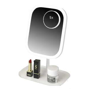 Irm - Espejo Blanco De Maquillaje Luz Led Ajustable 3 Tonos Recargable Usb