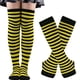 thumbnail image 1 of suxuMhao Juego de Calcetín y Guantes a Rayas, Calcetas Delgadas a Rayas por Encima de la Rodilla con Guantes Suaves y Elásticos sin Dedos, Mezcla Transpirable de Poliéster y Algodón, Amarillo y, 1 of 1