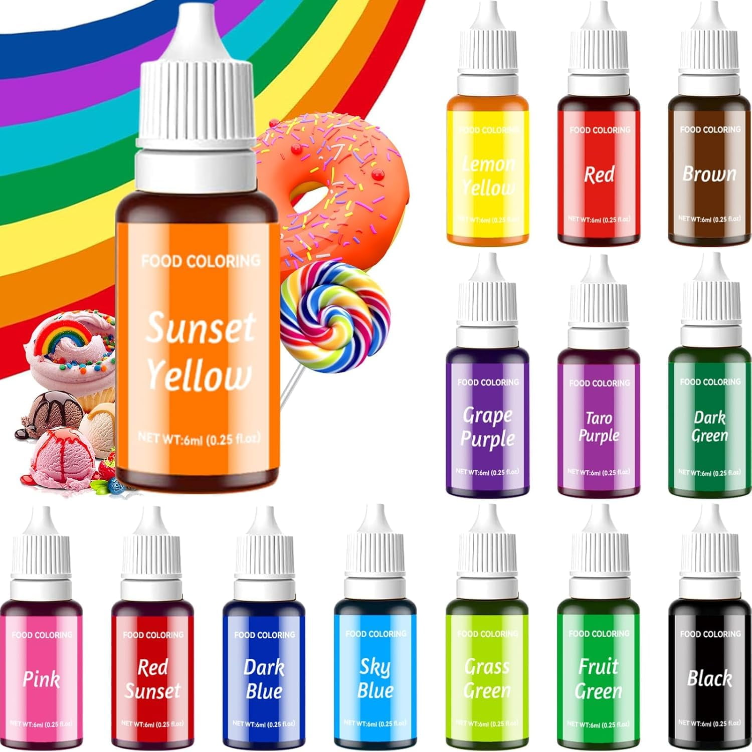 Set De Colorantes Alimentarios Katspro 14 Colores Líquidos Para Repostería Y Manualidades