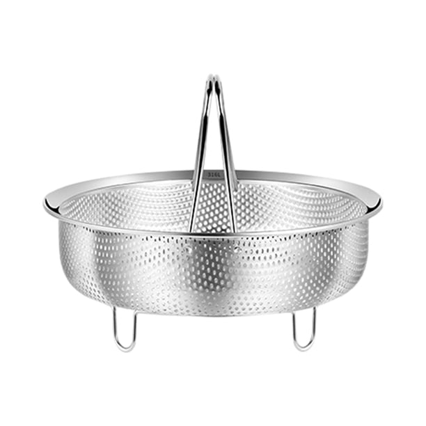 Cesta vaporera de acero inoxidable, cesta vaporera para arroz, lavadora de arroz, construcción sólida, cesta vaporera para verduras, mariscos y pollo L